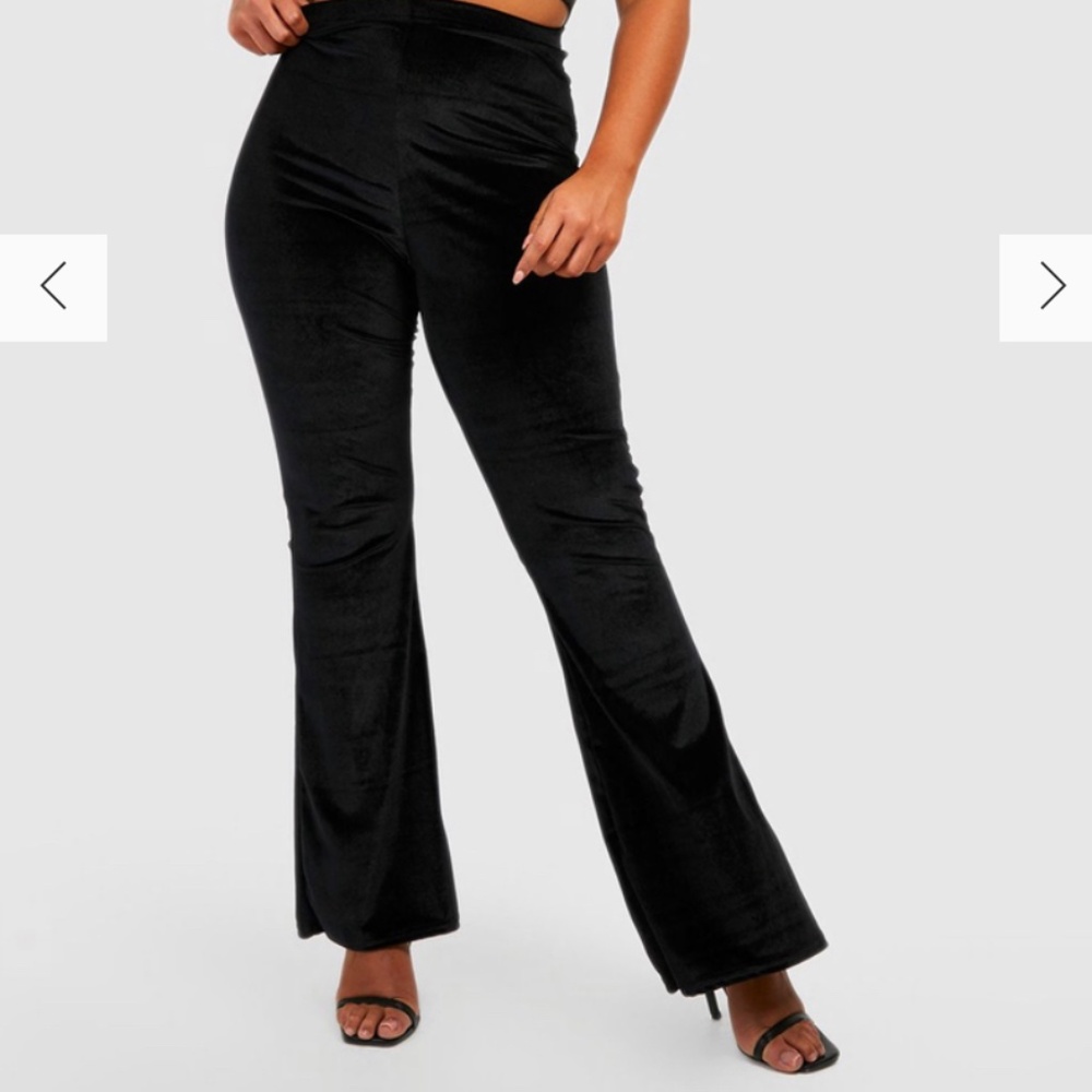 PLUS VELVET HIGH WAISTED FLARED PANTS